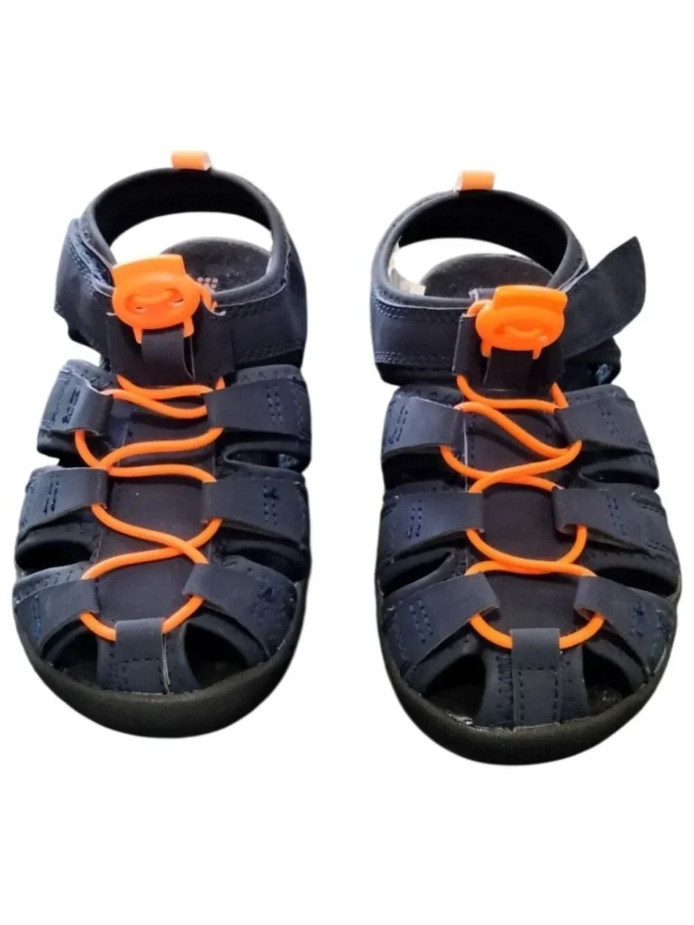 Gymboree Boys Toddler Size 12 Sandals Bungee Lace Navy Orange Adventure Style